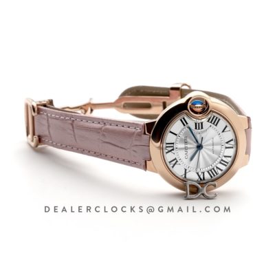 Ballon Bleu De Cartier 36mm Silver Dial in Pink Gold on Pink Leather Strap