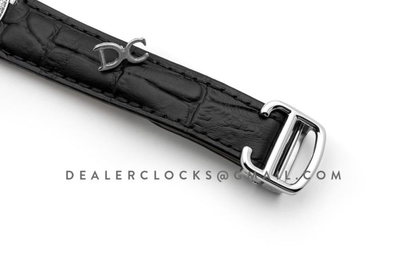 Ballon Bleu De Cartier 33mm White Mother Of Pearl Dial in Steel on Black Leather Strap