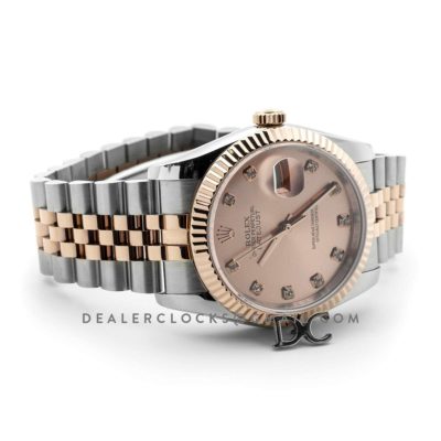 Datejust II 116333 Pink Dial in Rose Gold/Steel with Diamond Markers