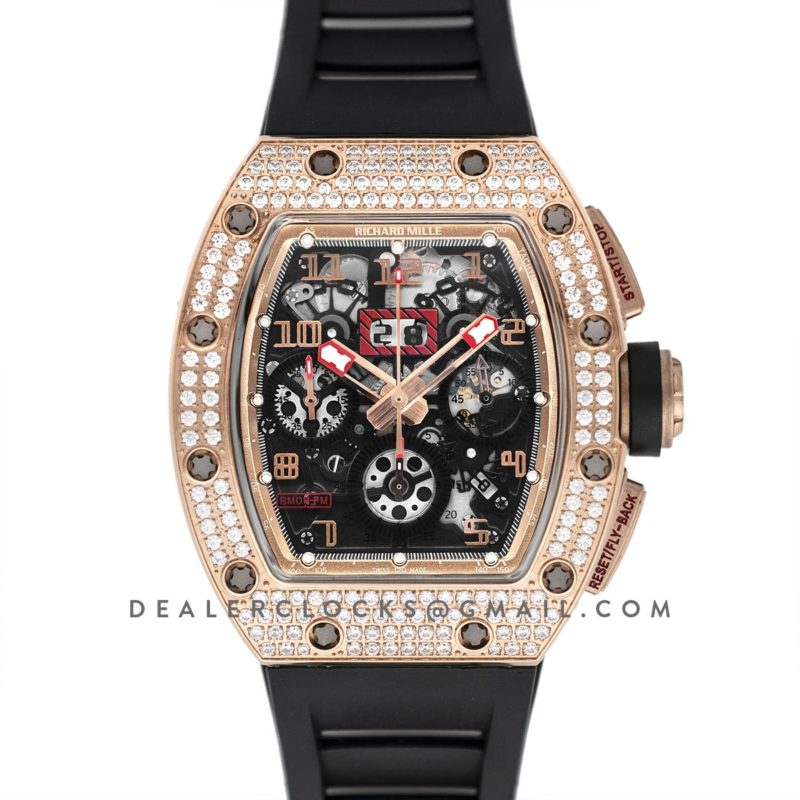 RM 011 Automatic Flyback Chronograph Rose Gold with Set Diamonds Limited Edition "Red Kite"