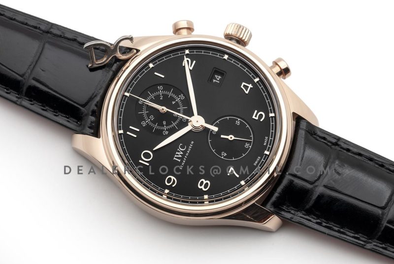 Portugieser Chronograph Classic IW3903 Black Dial in Rose Gold