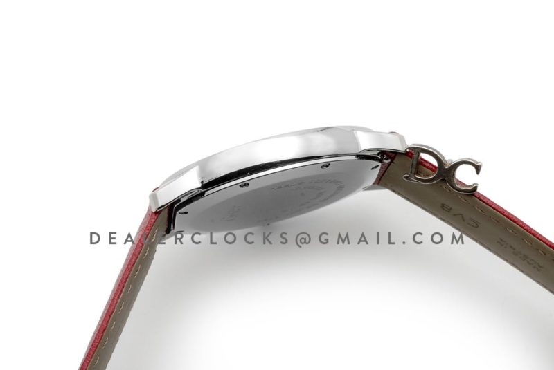 Ronde Solo de Cartier 36mm White Dial in Steel on Red Leather Strap