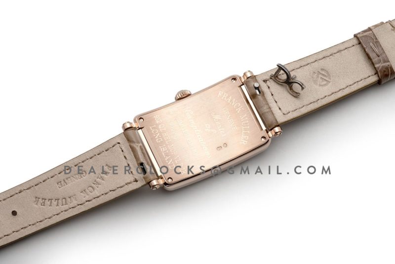 Long Island Peony in Rose Gold on Brown Leather Strap