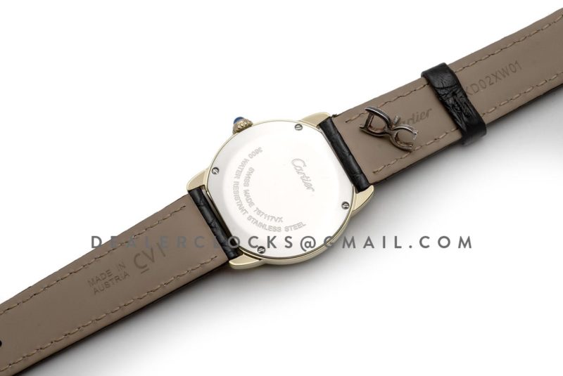 Ronde Solo de Cartier 29mm White Dial in Yellow Gold on Black Alligator Leather Strap