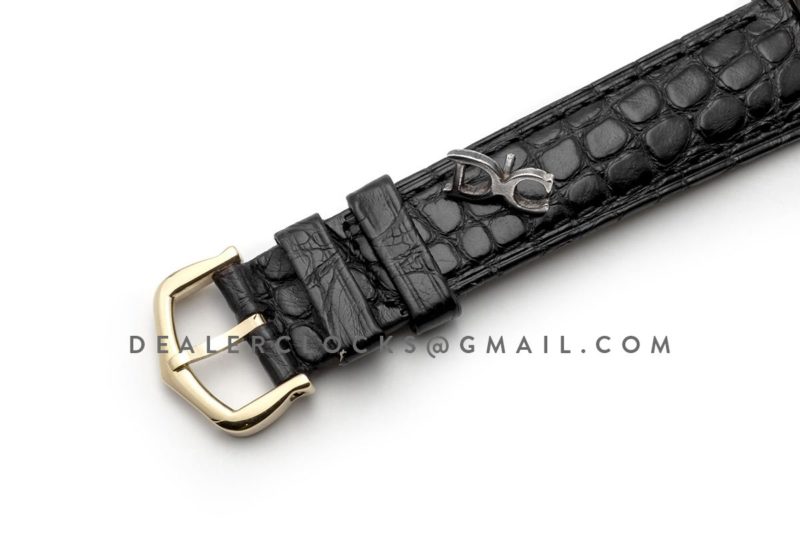 Ronde Louis Cartier Watch 29mm White Dial in Yellow Gold on Black Leather Strap
