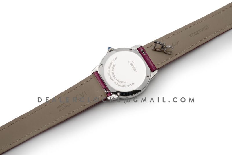 Ronde Solo de Cartier 29mm White Dial in Steel on Pink Leather Strap