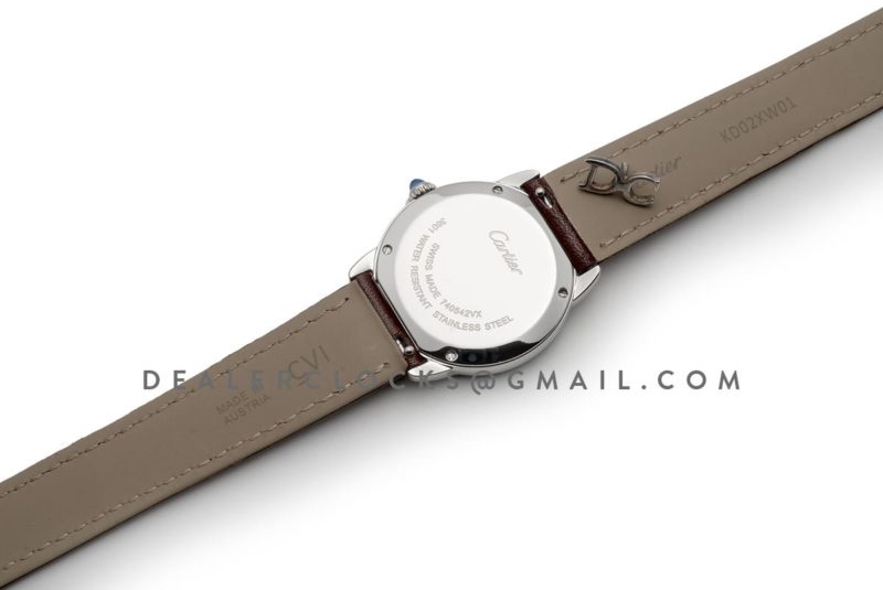 Ronde Solo de Cartier 29mm White Dial in Steel on Brown Leather Strap