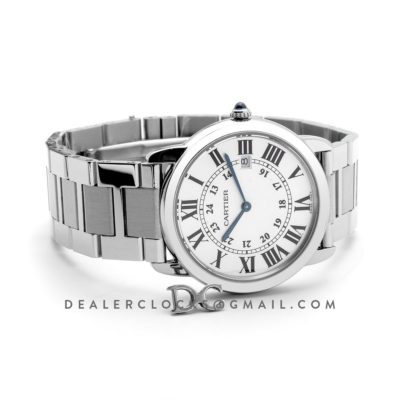 Ronde Solo de Cartier Watch 36mm White Dial in Steel on Bracelet