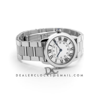 Ronde Solo de Cartier Watch 29mm White Dial in Steel on Bracelet