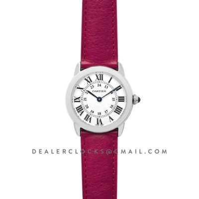Ronde Solo de Cartier 29mm White Dial in Steel on Pink Leather Strap