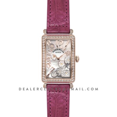 Long Island Peony in Rose Gold on Pink Leather Strap