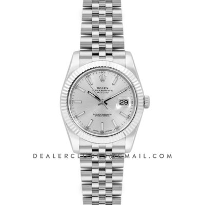 Datejust 41 126334 Silver Dial Stick Markers in White Gold