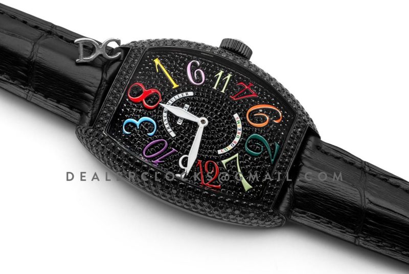 Crazy Hours Black Diamond Dial With Colourful Markers in PVD