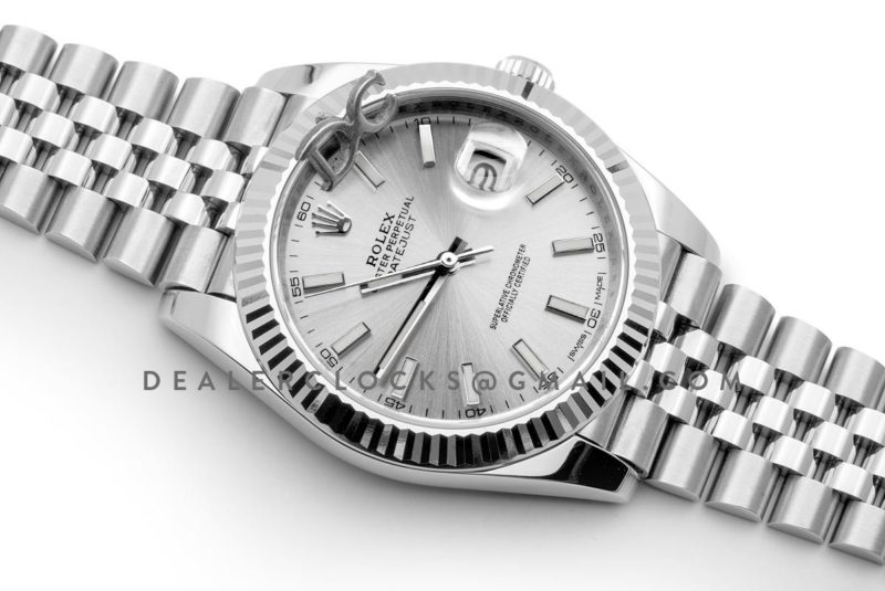 Datejust 41 126334 Silver Dial Stick Markers in White Gold