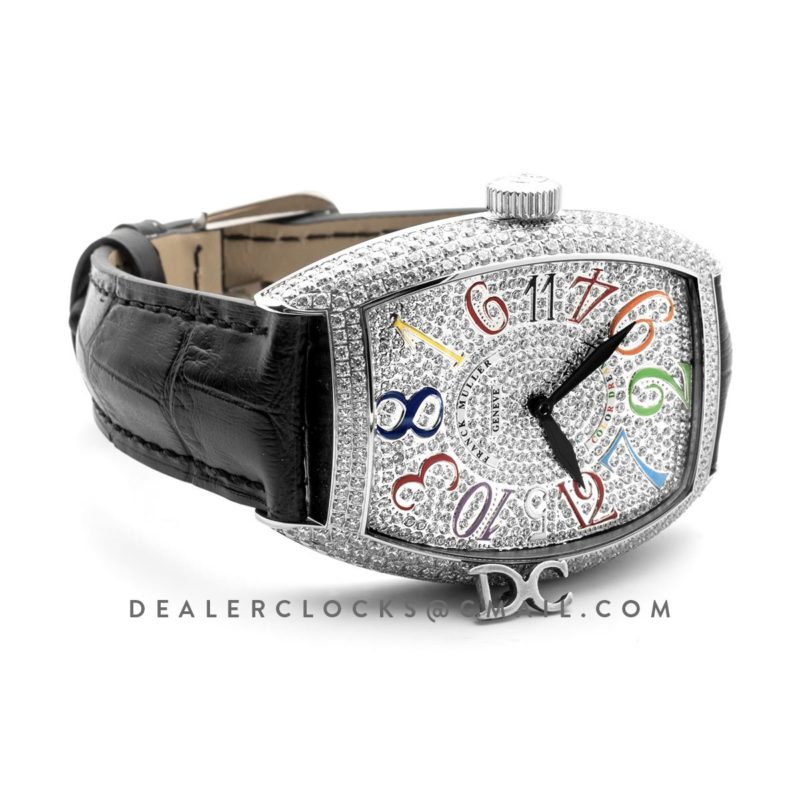 Crazy Hours White Diamond Dial With Colourful Markers in Steel