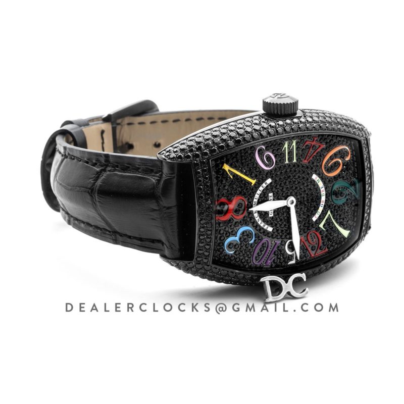 Crazy Hours Black Diamond Dial With Colourful Markers in PVD