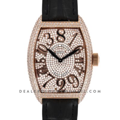 Crazy Hours Diamond Dial With Black Markers in Rose Gold