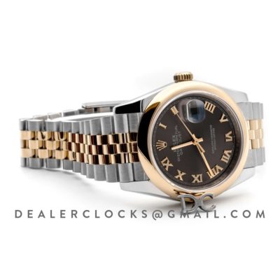 Datejust 36 126201 Dark Rhodium Dial in Yellow Gold and Steel with Roman Markers