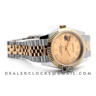 Datejust 36 126283RBR Champagne Dial in Yellow Gold and Steel with Roman Numerals Markers