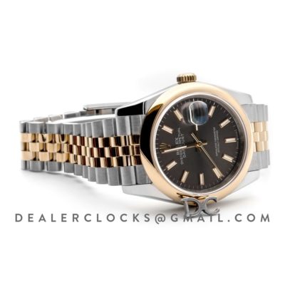 Datejust 36 126201 Dark Rhodium Dial in Yellow Gold and Steel with Stick Markers