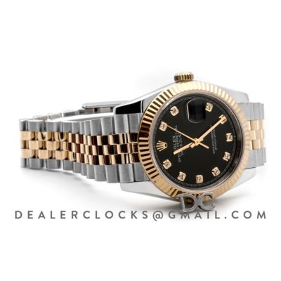 Datejust 36 126283RBR Black Dial in Yellow Gold and Steel with Diamond Markers