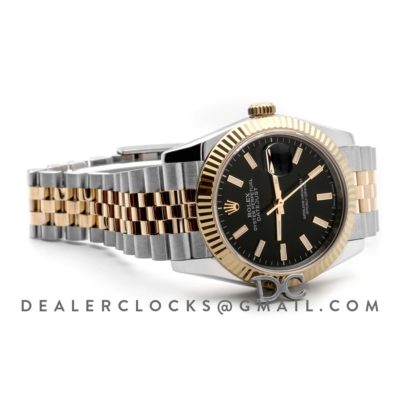 Datejust 36 126283RBR Black Dial in Yellow Gold and Steel with Stick Markers