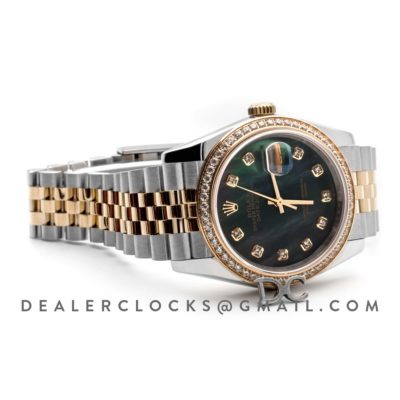Datejust 36 126283RBR Grey MOP Dial in Yellow Gold and Steel with Diamond Set Bezel and Diamond Markers