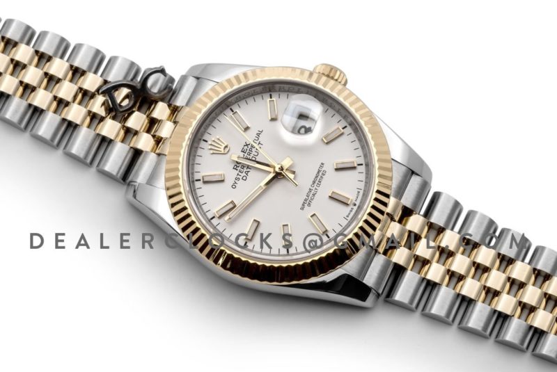 Datejust 36 126283RBR White Dial in Yellow Gold and Steel with Stick Markers