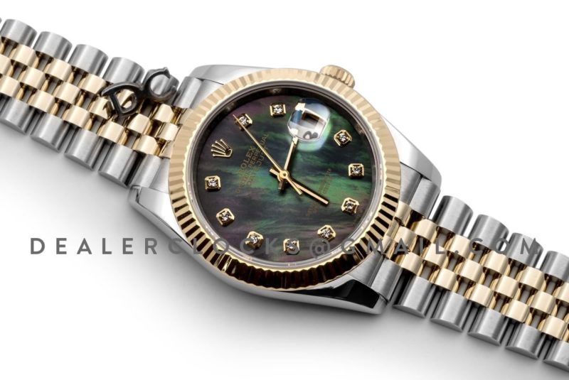 Datejust 36 126283RBR Grey MOP Dial in Yellow Gold and Steel with Diamond Markers