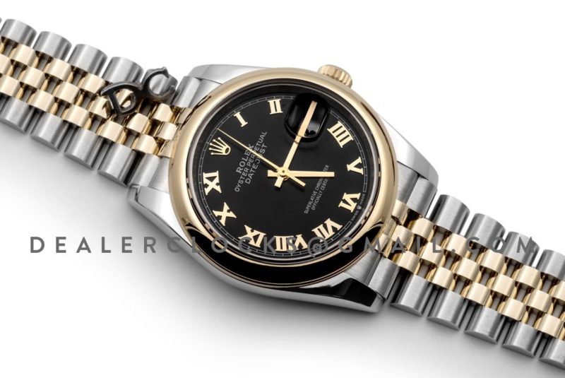 Datejust 36 126201 Black Dial in Yellow Gold and Steel with Roman Markers