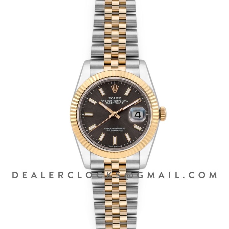 Datejust 36 126283RBR Dark Rhodium Dial in Yellow Gold and Steel with Stick Markers