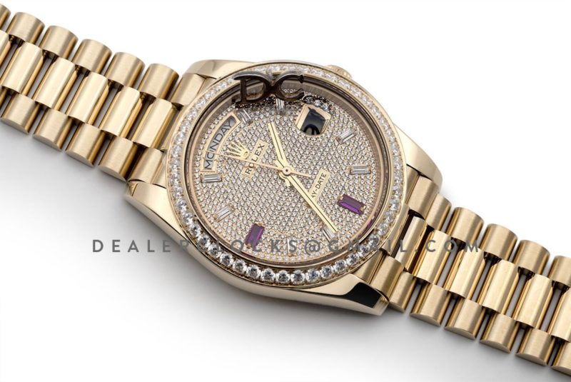 Day-Date 40 Yellow Gold Diamond bezel and Paved Dial 228396