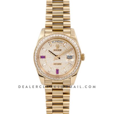 Day-Date 40 Yellow Gold Diamond bezel and Paved Dial 228396