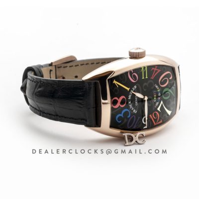 Crazy Hours Black Dial with Colourful Markers in Rose Gold