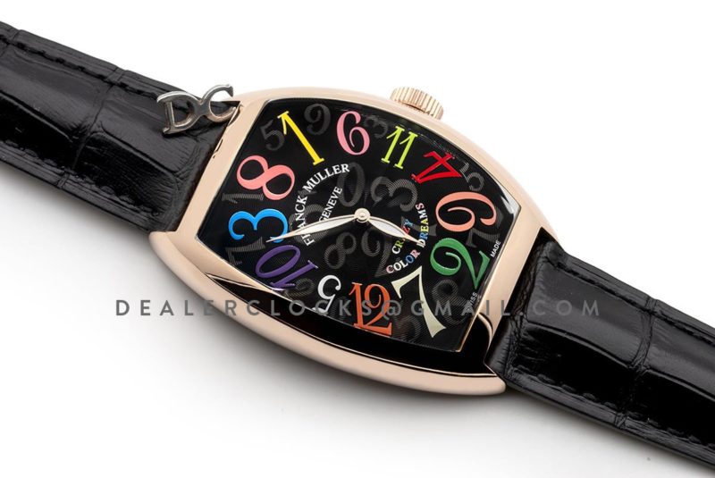 Crazy Hours Black Dial with Colourful Markers in Rose Gold