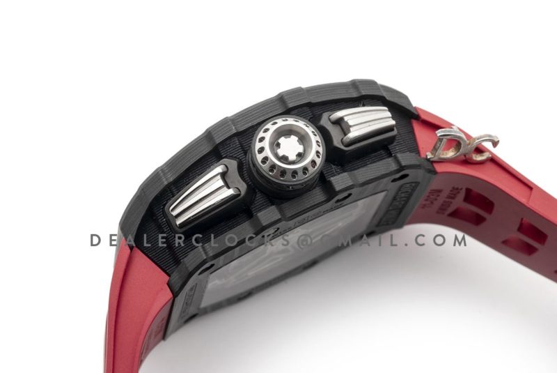 RM 011 Automatic Flyback Chronograph Carbon on Red Rubber Strap