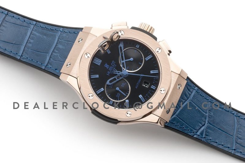 Classic Fusion Chronograph Blue Dial with Blue Marker in Rose Gold