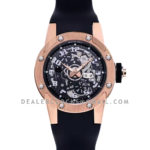 RM063-01 Automatic Winding Dizzy Hands in Red Gold/Titanium on Black Rubber Strap
