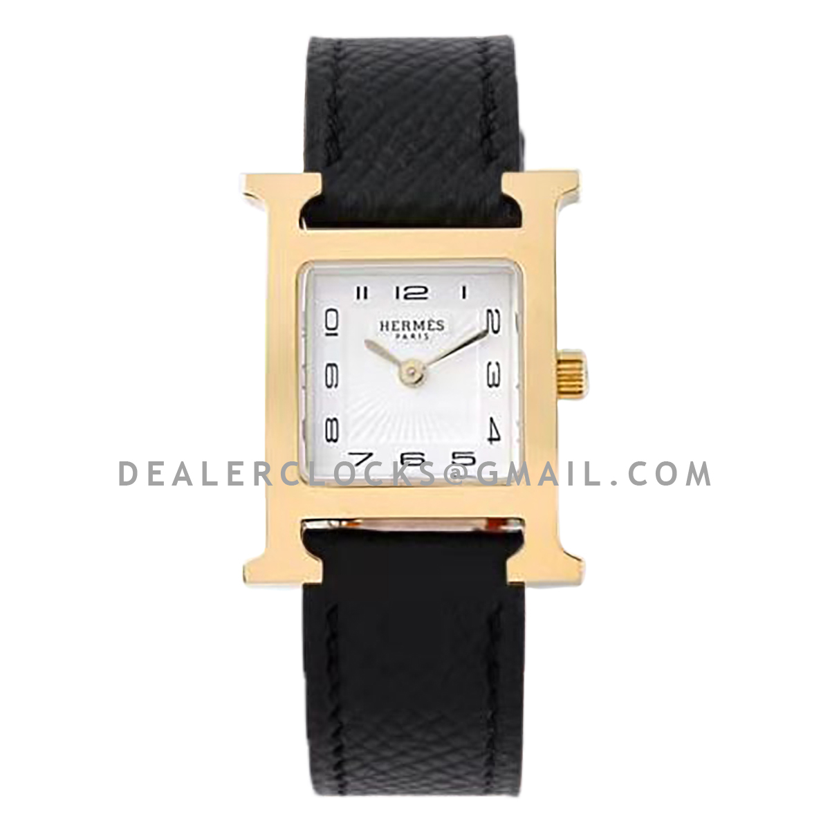 Heure H 26mm White Dial in Yellow Gold on Black Epsom Leather